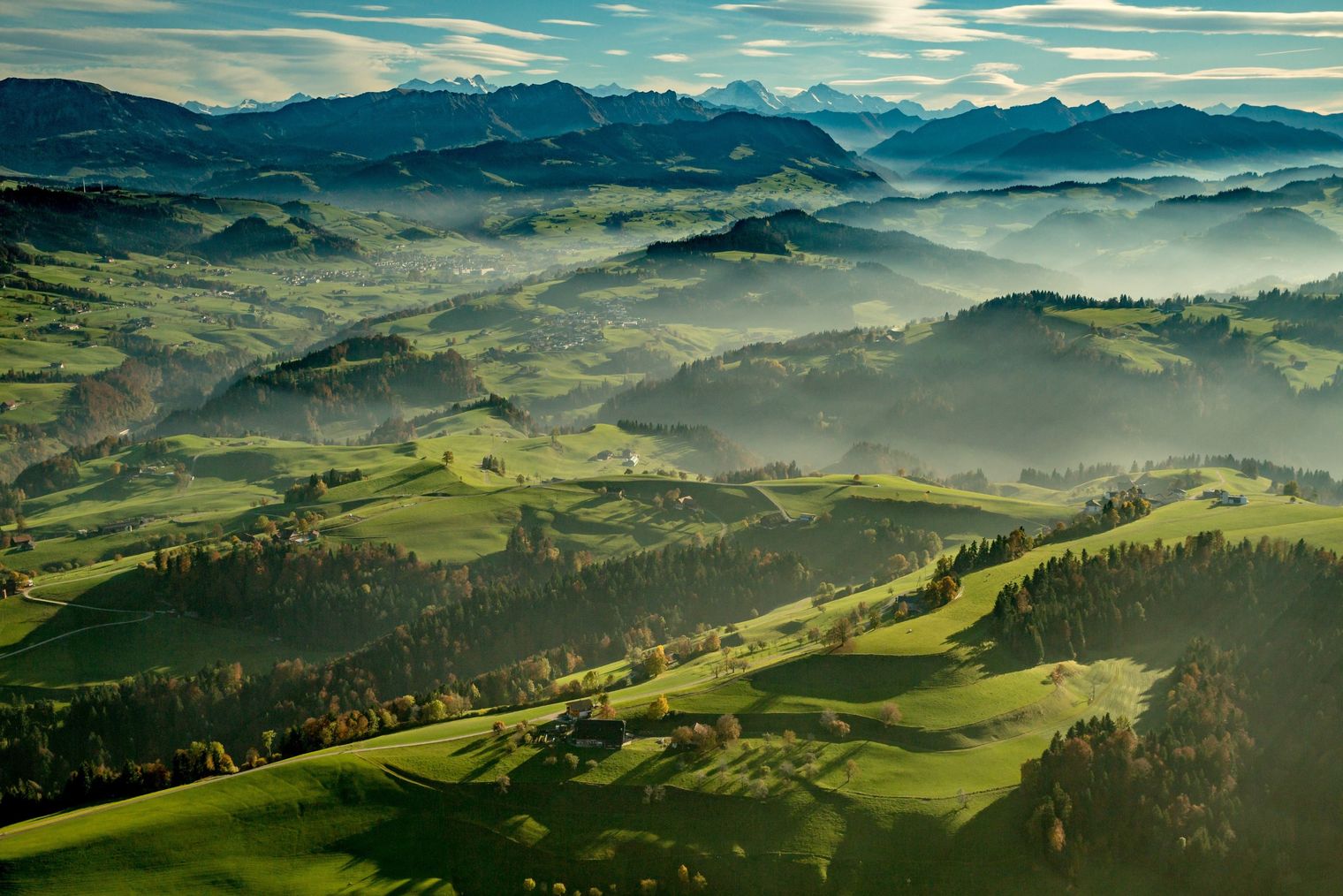 Hügellandschaft des Napfgebiets im Entlebuch